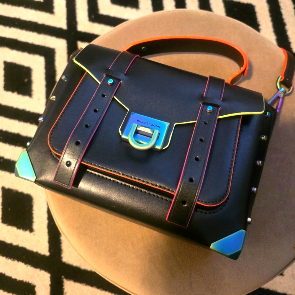 Michael Kors Black Multicolor Accent Women's Crossbody Bag